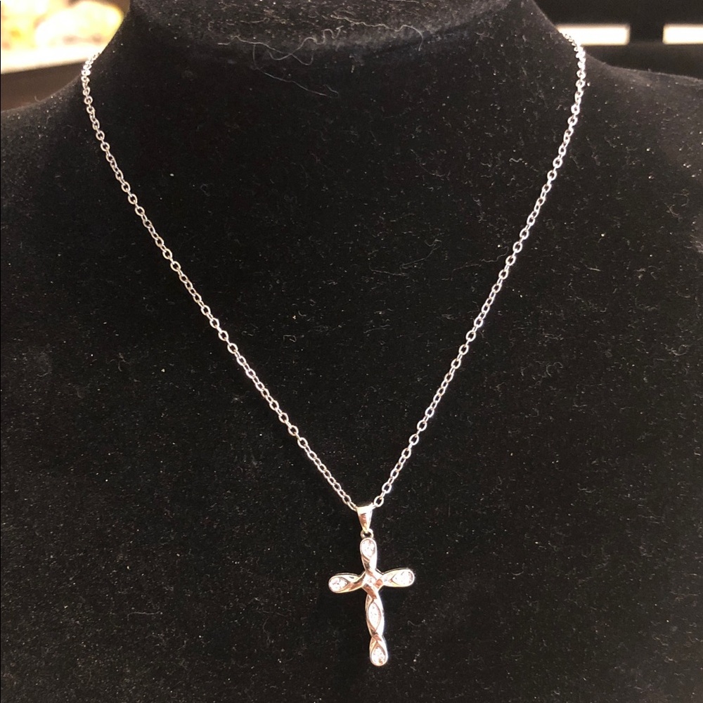 Silver-tone Cross Pendant Necklace